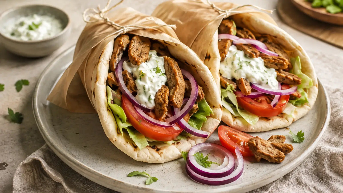 Veganes Gyros Pita mit Zaziki