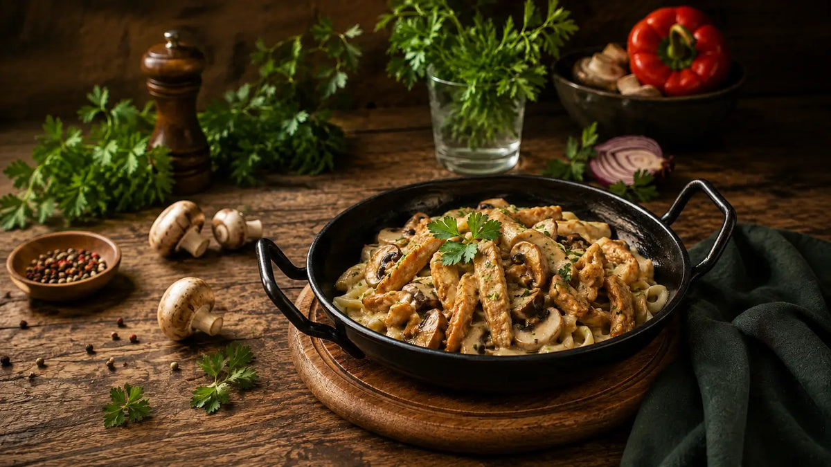 Soja Geschnetzeltes in Pilzsauce