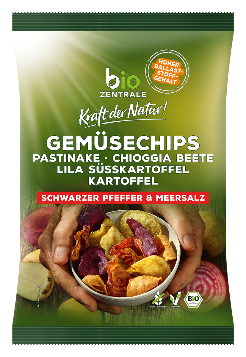 biozentrale Gemüsechips Schwarzer Pfeffer & Meersalz 80g