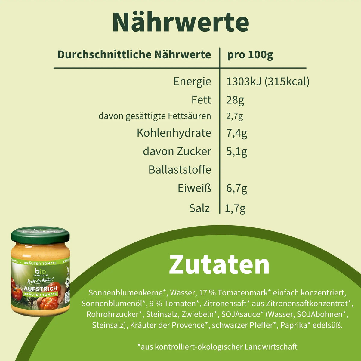 biozentrale Aufstrich Kräuter Tomate