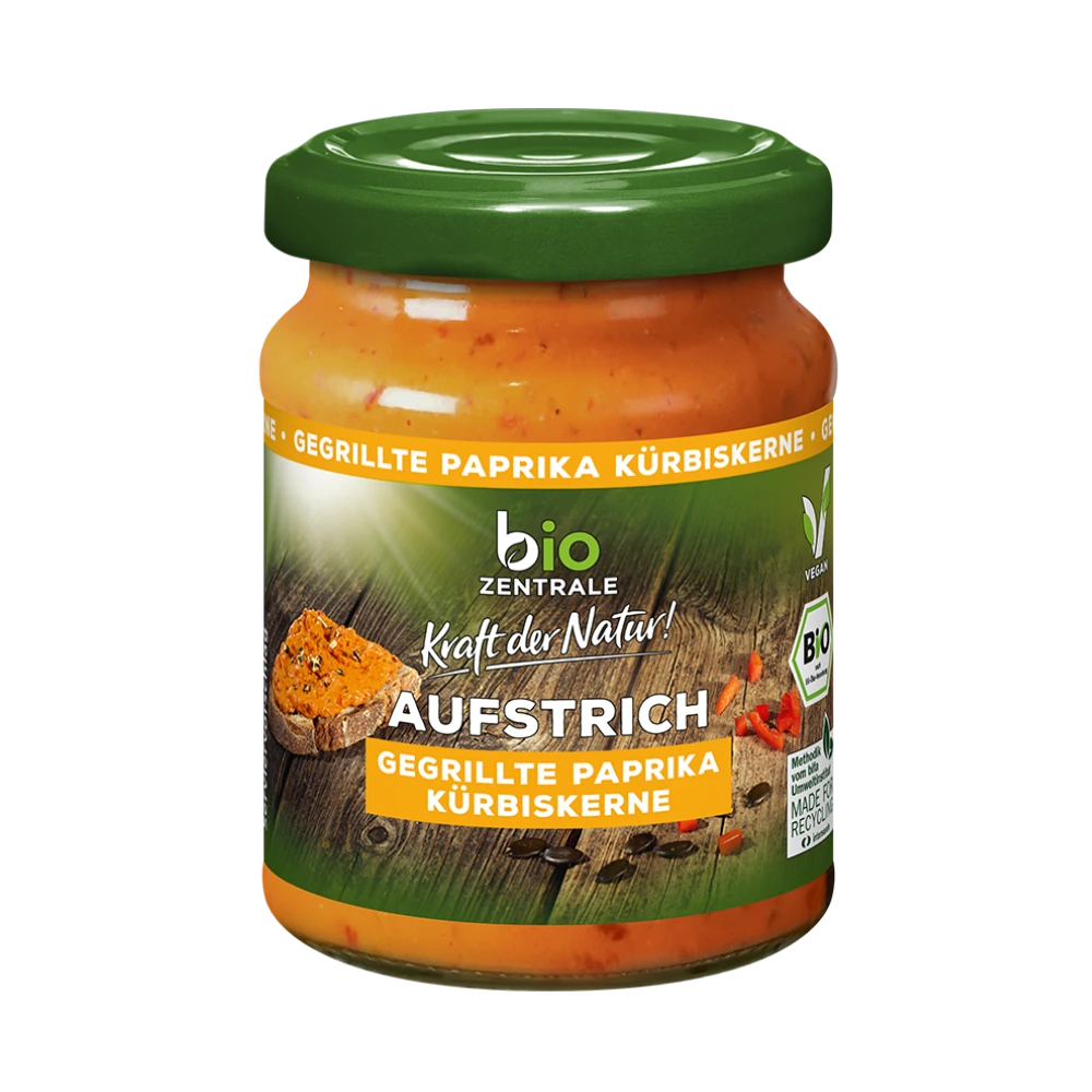 biozentrale Aufstrich gegrillte Paprika Kürbiskerne 125g