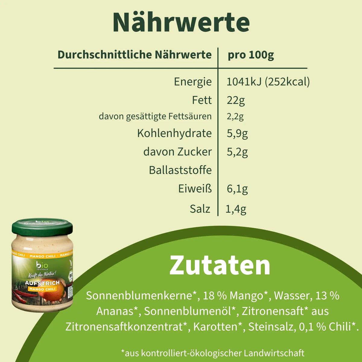 biozentrale Aufstrich Mango Chili