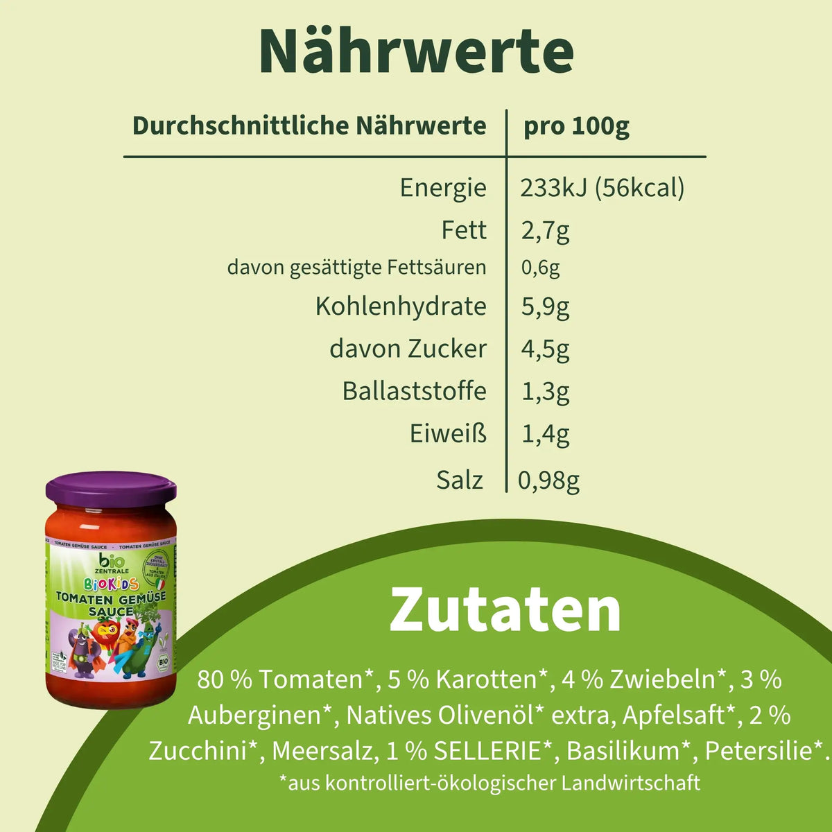 biozentrale BioKids Tomaten Gemüse Sauce
