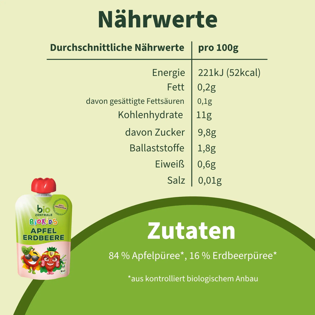 biozentrale BioKids Quetschie Apfel-Erdbeere
