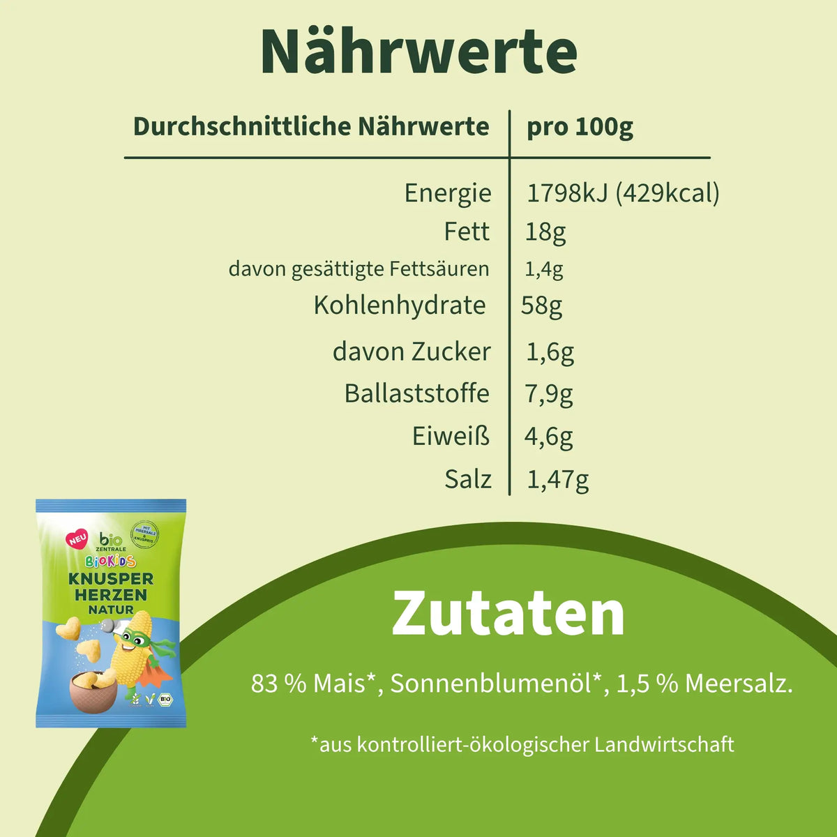 biozentrale BioKids Knusperherzen Natur