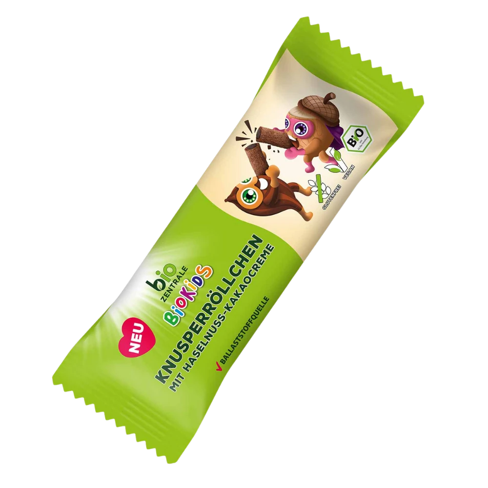 biozentrale BioKids Knusperröllchen Haselnuss-Kakao