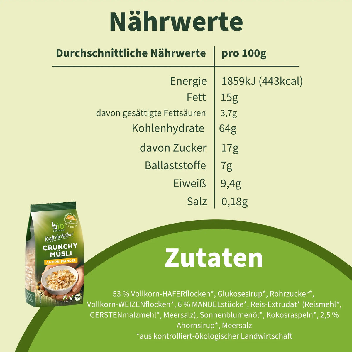 biozentrale Crunchy Müsli Ahorn Mandel