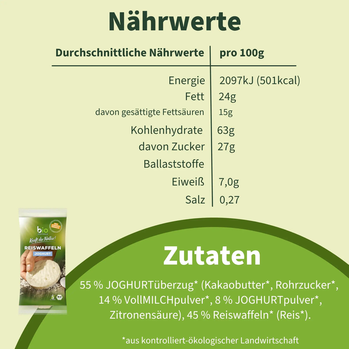 biozentrale Reiswaffeln Joghurt