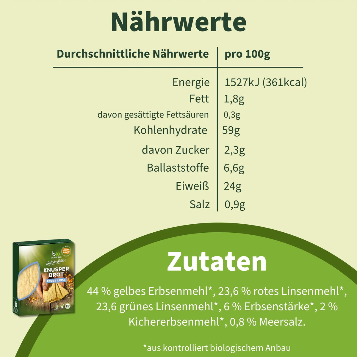 biozentrale Knusperbrot Erbse Linse