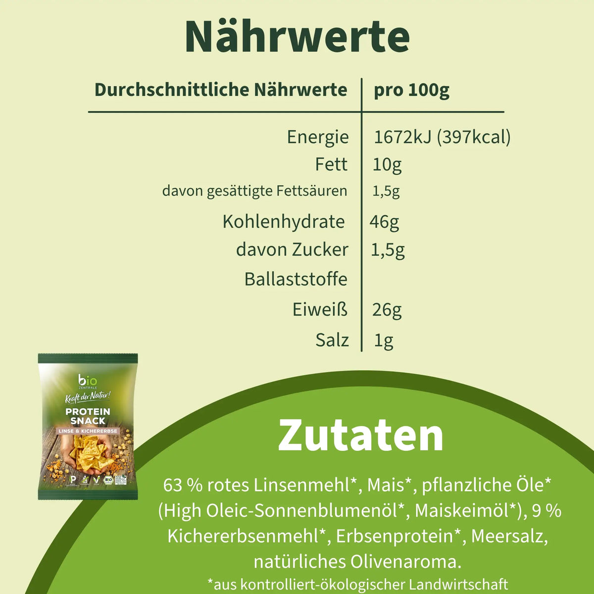 biozentrale Protein Snack Linse & Kichererbse