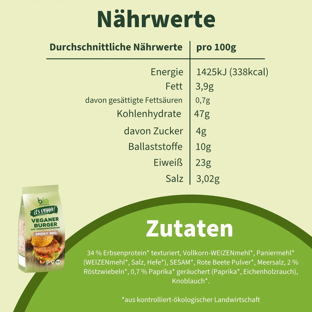 biozentrale Veganer Burger Smoky BBQ