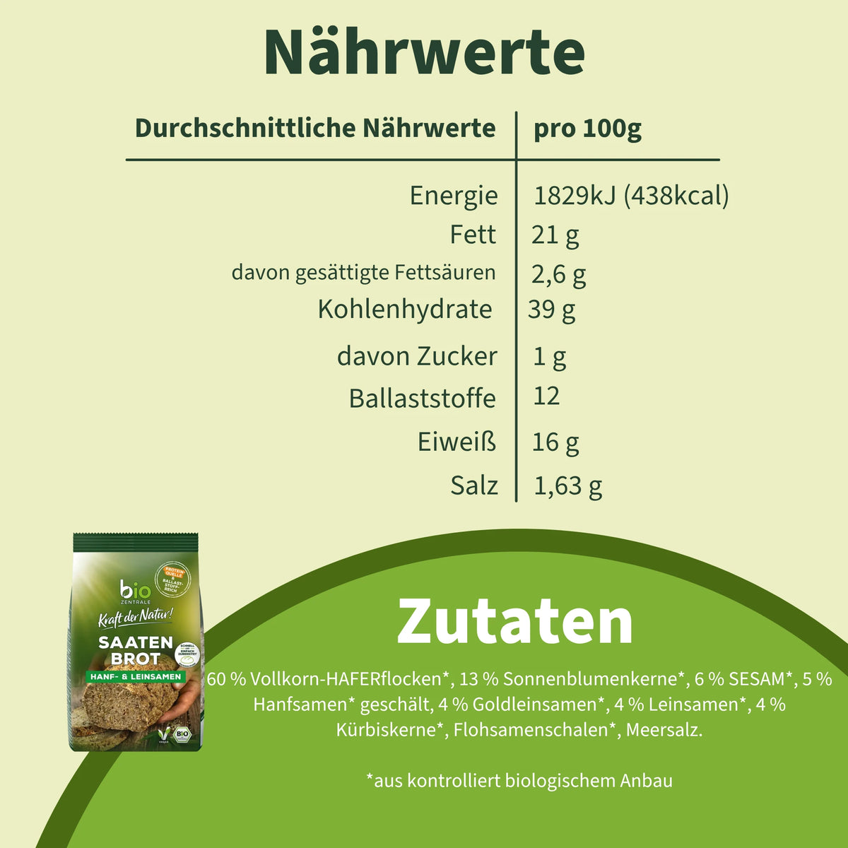 biozentrale Saatenbrot Hanf- & Leinsamen