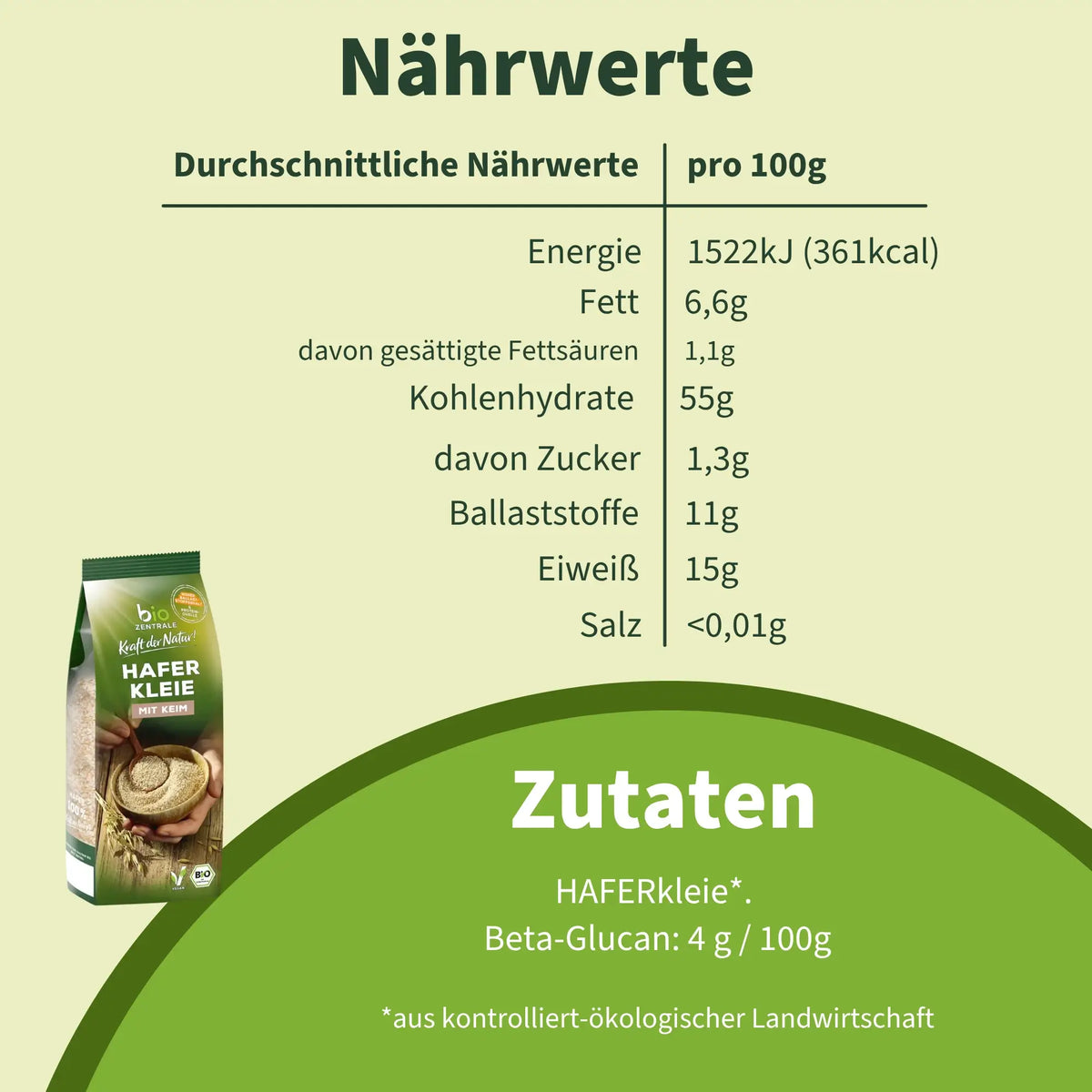 biozentrale Haferkleie 500g