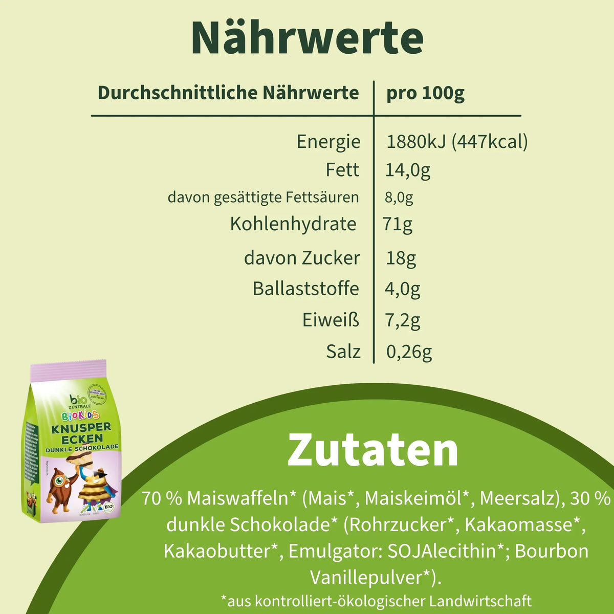 biozentrale BioKids Knusperecken Dunkle Schokolade