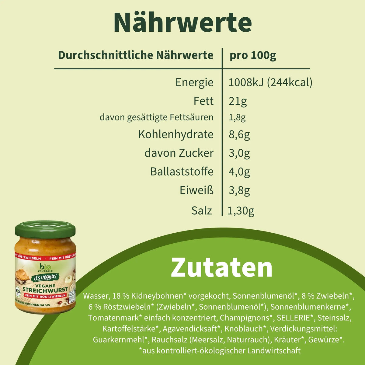 biozentrale vegane Streichwurst fein mit Röstzwiebeln