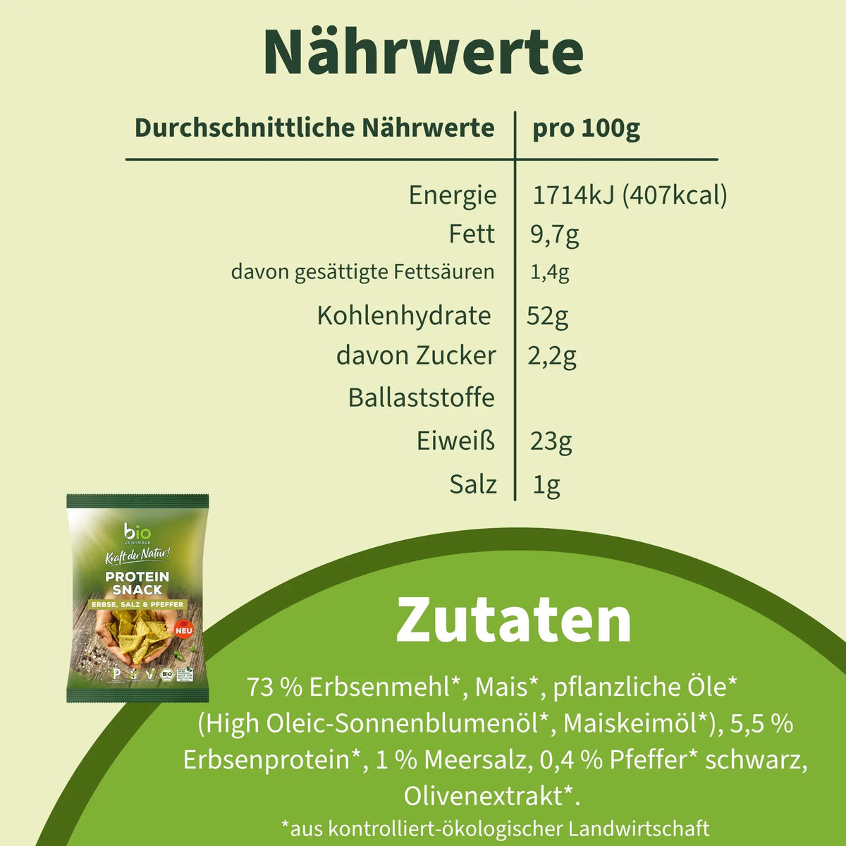 biozentrale Protein Snack Erbse, Salz & Pfeffer