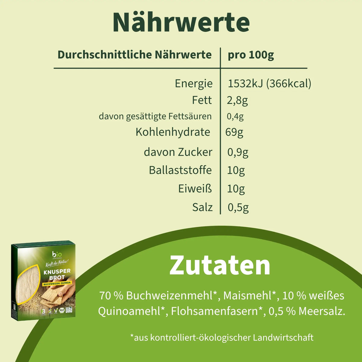 biozentrale Knusperbrot Buchweizen Quinoa