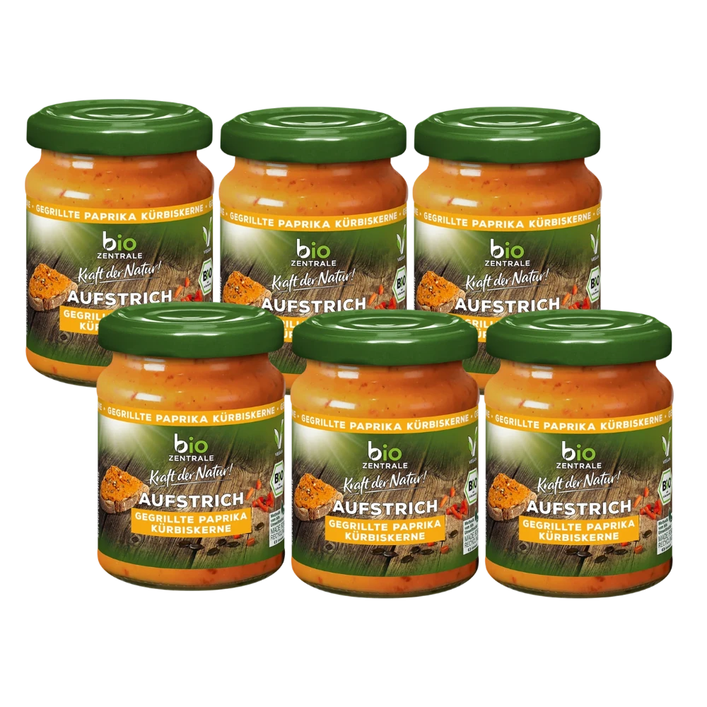 biozentrale Aufstrich gegrillte Paprika Kürbiskerne 6 x 125g