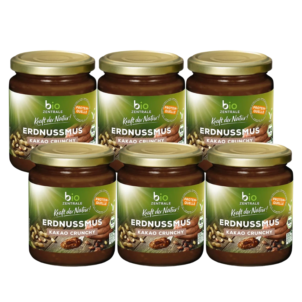biozentrale Erdnussmus Kakao Crunchy 6 x 250g